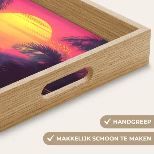 Zon - Geel - Palmbomen - Tropisch Dienblad Rechthoek middel -USP_HandgreepNL