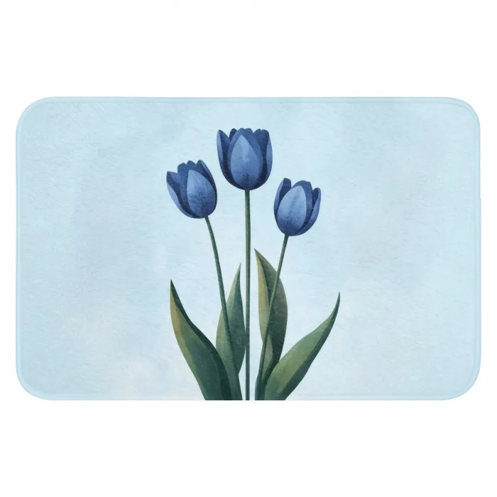 Tulpen - Blauw - Bladeren WCmat klein -3d