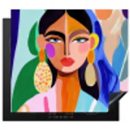 Portret - Vrouw - Modern Inductie beschermer vinyl 3mm middel -3d