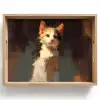 Kat - Geschilderd - Artistiek - Wit Dienblad Rechthoek middel -z3d_shopping