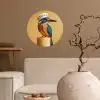 Ijsvogel - Pilaar - Koksmuts - Vogel Wandcirkel behangsticker klein -sfeer1
