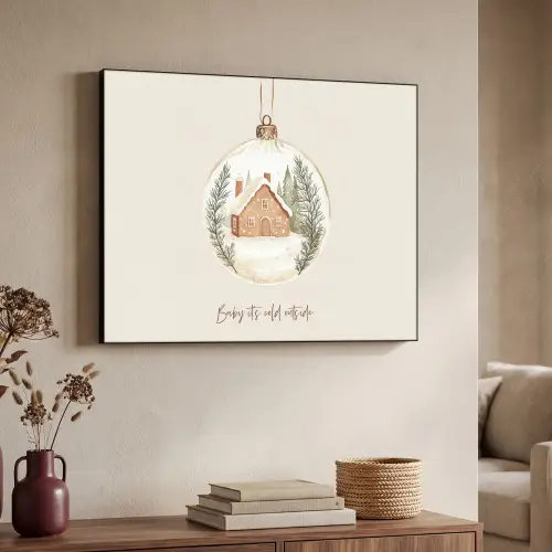 Quote - Winter - Kerst - Beige - Kerstbal Textielframe zwart klein -sfeer3