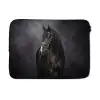Portret - Paard - Zwart laptophoes neopreen klein -3d