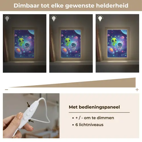 Alien - Astronaut - Ruimte - Planeten Light Box met kabel klein -USP_dimbaarNL