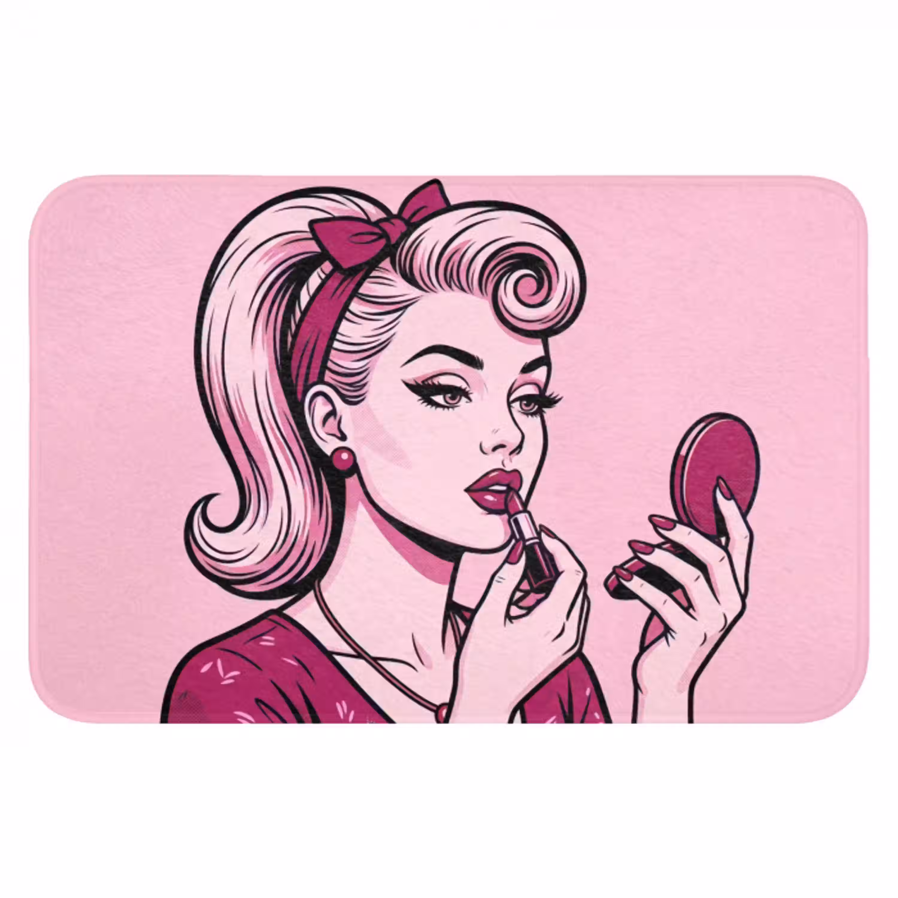 Vintage - Vrouw - Roze Badmat klein -3d