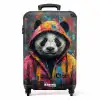Panda met kleurrijke jas en verfspetters NBS - Handbagage koffer - Unisex middel -productfoto_recht