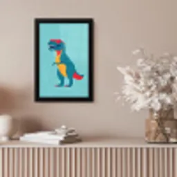 Dinosaurus - Blauw - Zonnebril fotolijst zwart zonder passe partout klein -sfeer5