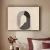 Grafisch gebogen motief - Beige Textielframe zwart klein -sfeer1
