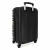 Patroon van bladeren in beige met donkergroen NBS - Handbagage koffer - Unisex middel -achterkant