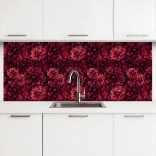 Dahlias - Bloemen - Rood keuken achterwand 2 middel 871 -3d
