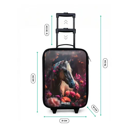 Goudbruin paard tussen de bloemen Kinderkoffer - Zwart klein -productfoto_formaten