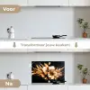 Bloemen - Goud - Graffiti - Zwart - Abstract keuken achterwand spatscherm klein -voor_na_NL