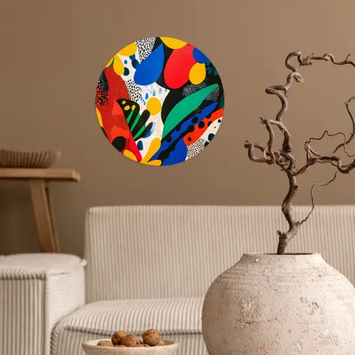Abstract - Planten - Vormen - Kleurrijk Wandcirkel behangsticker klein -sfeer1