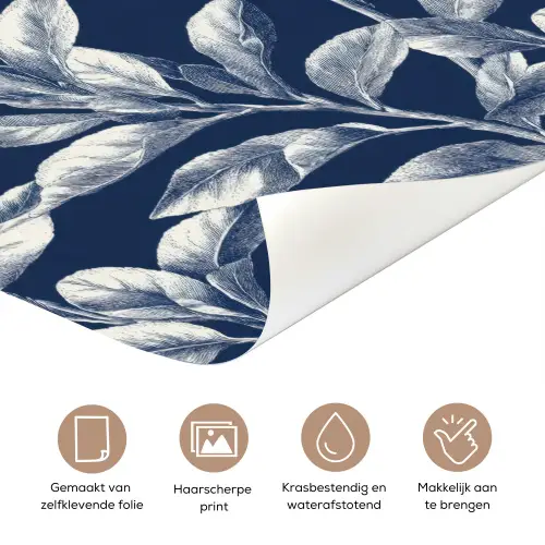 Botanisch - Patroon - Blauw deurposter klein 289 -closeup_NL