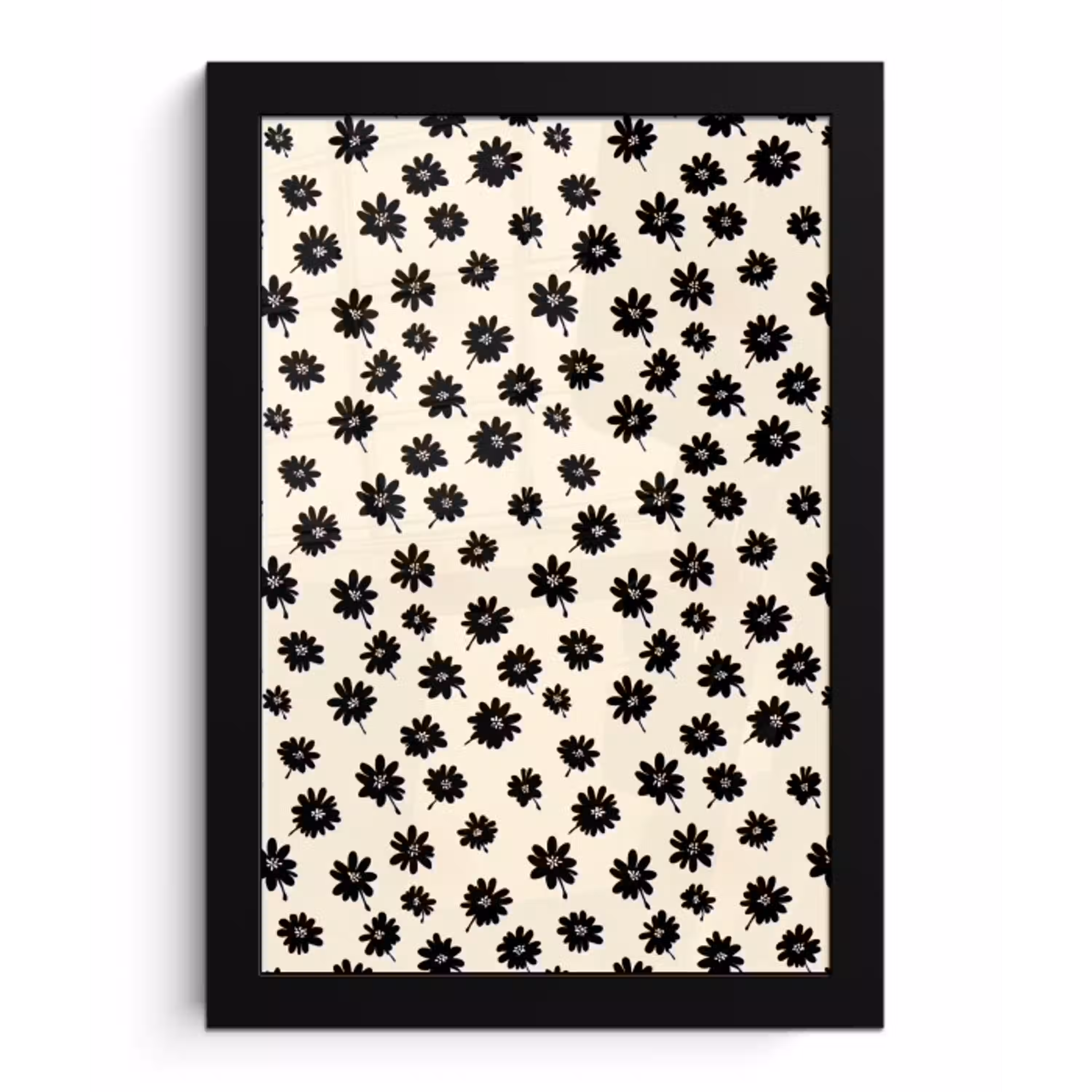 Madeliefjes - Grafisch - Zwart - Beige fotolijst zwart zonder passe partout klein 224 -3d