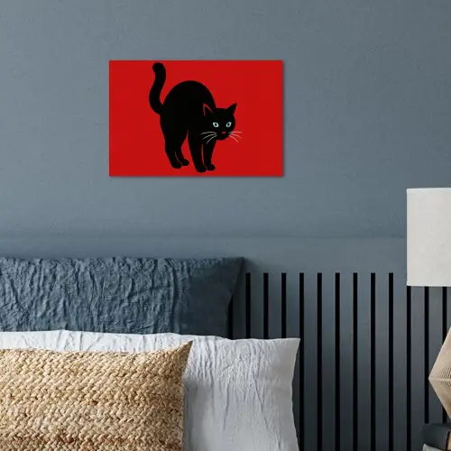 Kat - Zwart - Staart poster papier klein -sfeer2