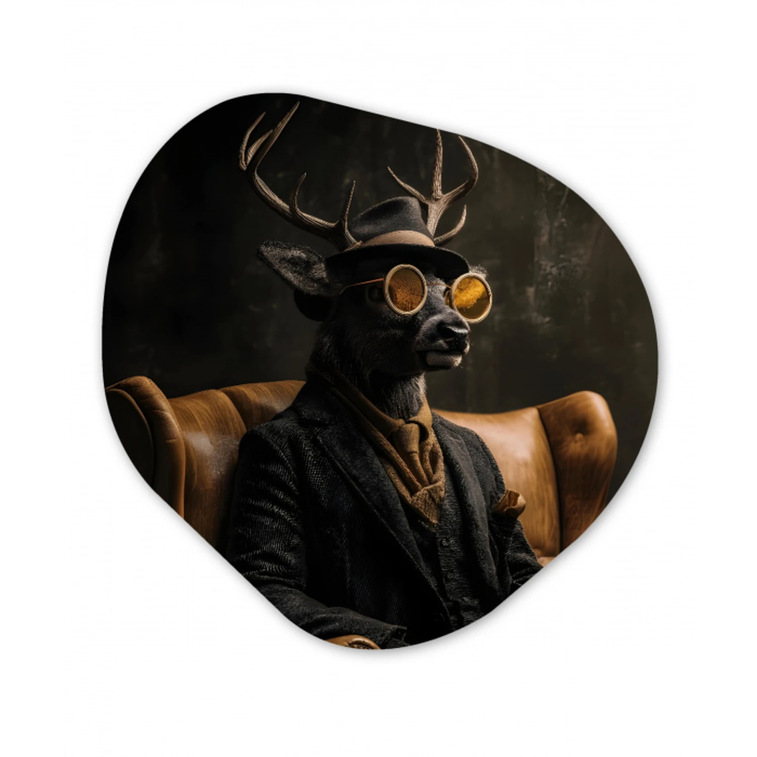 Hert - Zonnebril - Zwart - Pak Wandcirkel Organisch Forex 3mm klein -3d