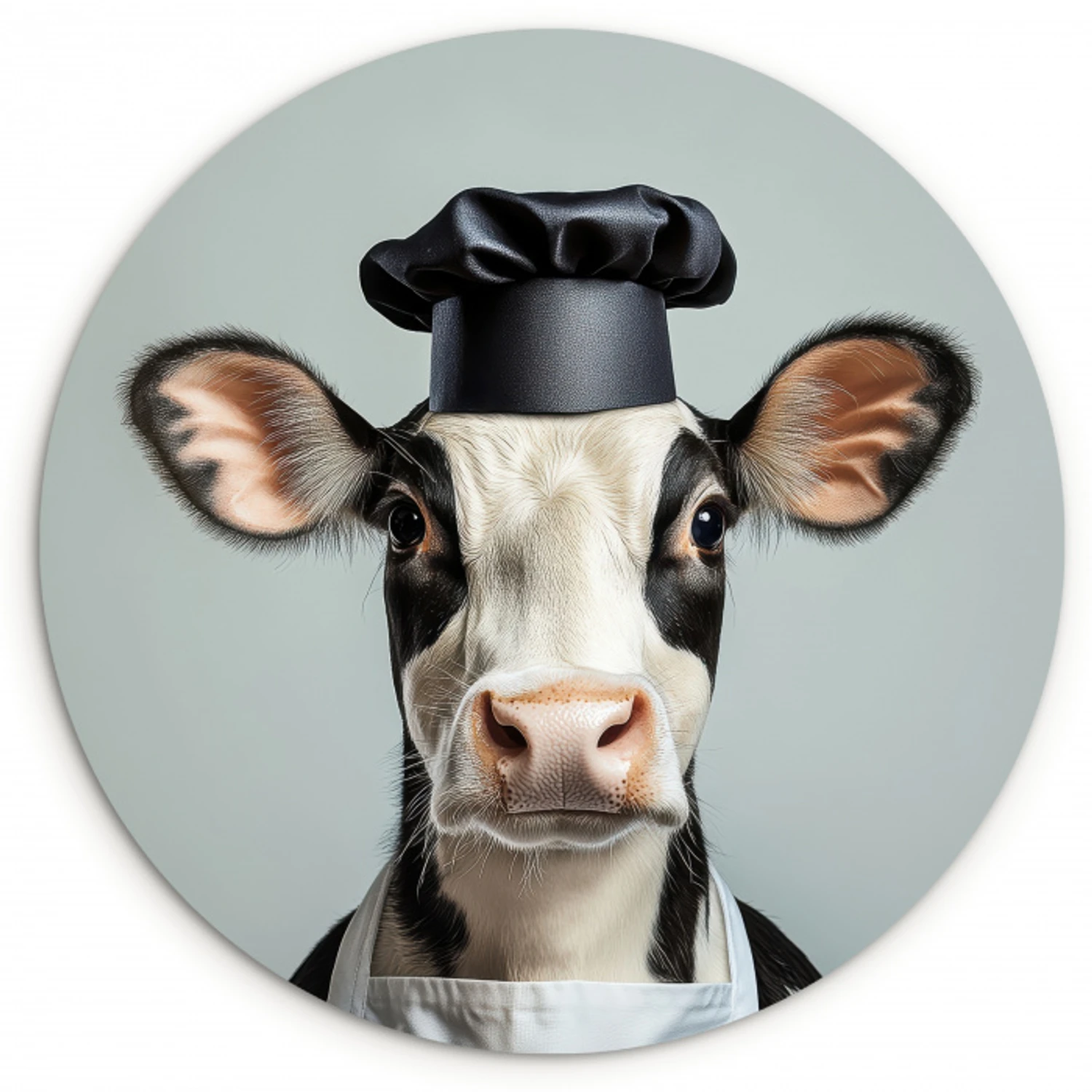 Koe - Zwart - Wit - Kok KitchenYeah - Keuken - Wandcirkel Forex klein -3d