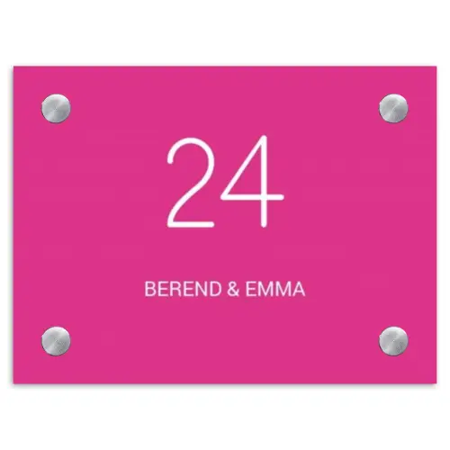 Felroze - Klassiek Naambord Rechthoek middel -3d