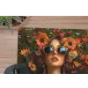 Vrouwen - Bloemen - Modern - Bril - Abstract muismat rubber klein -closeup