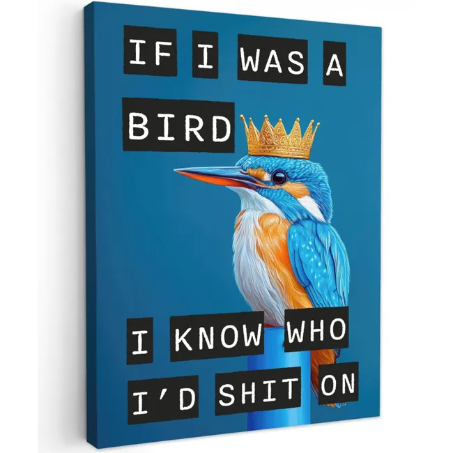 Canvas schilderij - Vogel - Decoratie - Ijsvogel - Blauw