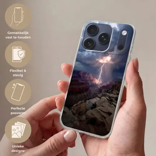 Bliksem - Wolken - Canyon Telefoonhoesje iPhone 17 Pro klein -sfeer3_NL