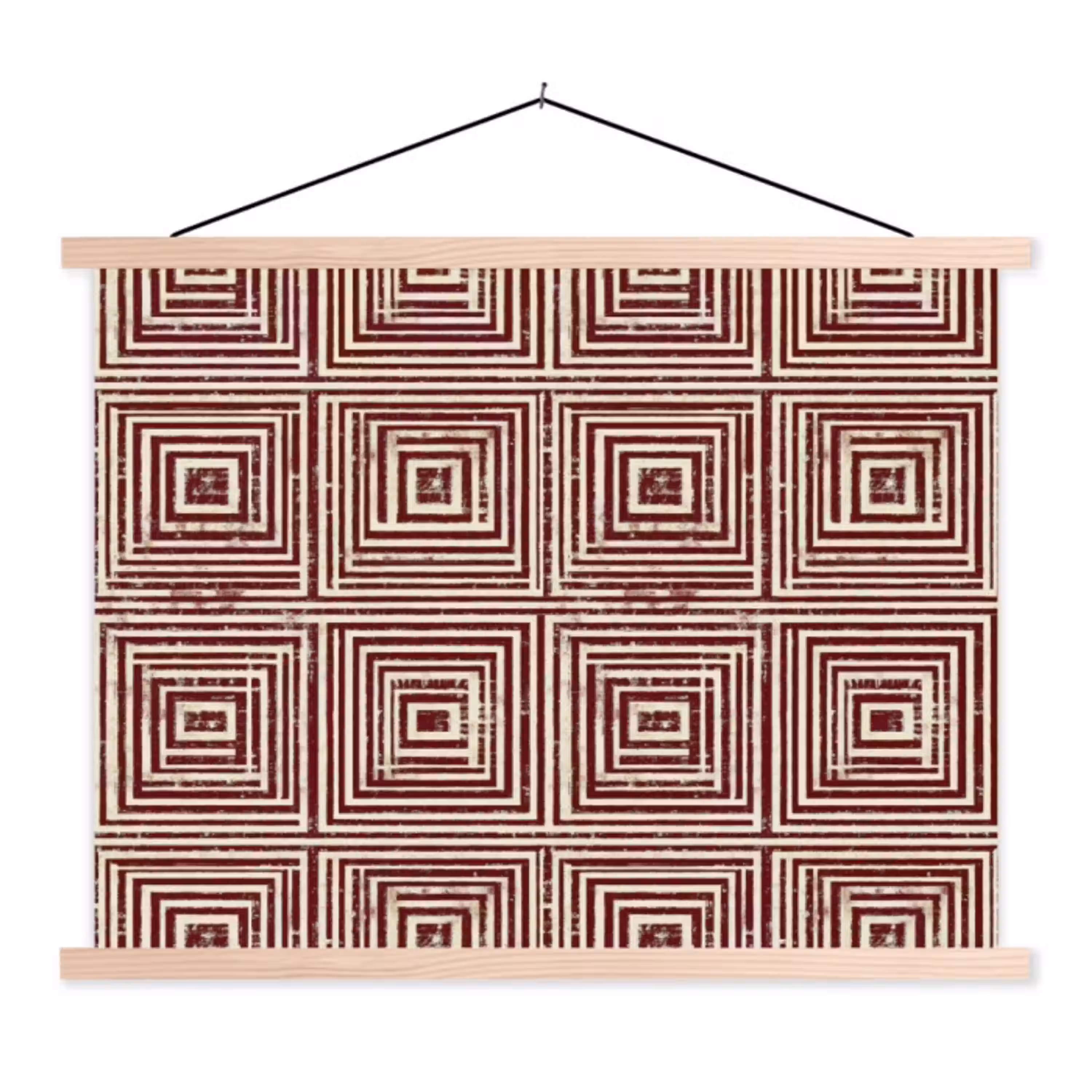 Geometrisch - Patroon - Rood textielposter latten blank klein 122 -3d