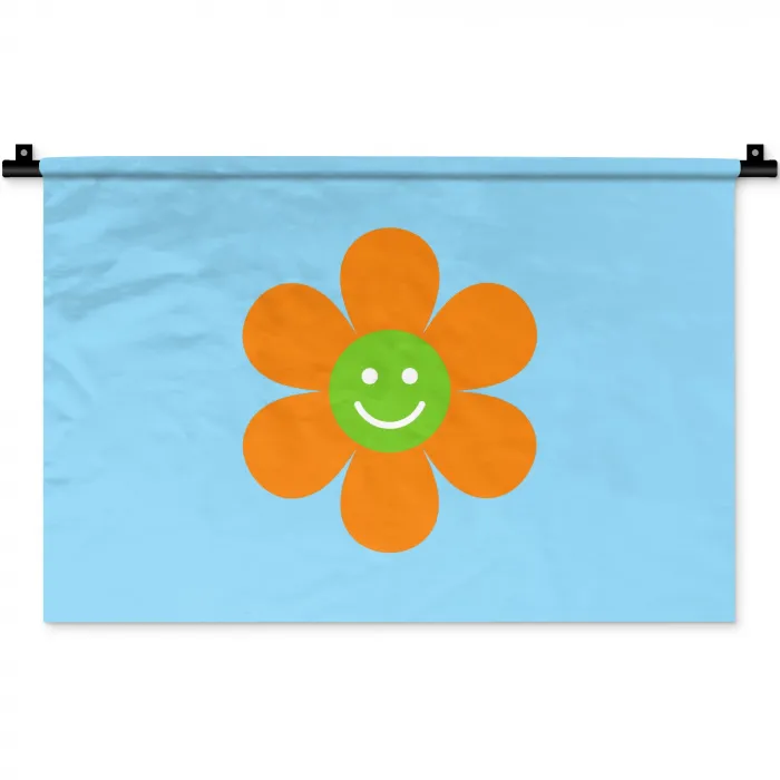 Bloem - Smiley - Kleurrijk Wandkleed katoen klein -zz3d