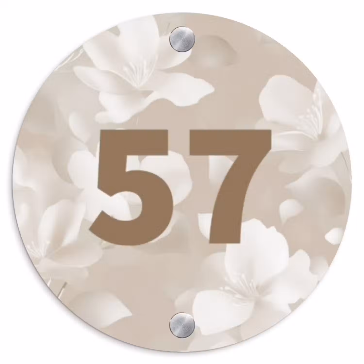 Naambordje voordeur - Rond - Beige bloemen - Traditioneel