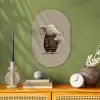 Olifant - Witte bloemen - Kindvriendelijk Wandcirkel Ovaal Forex klein -sfeer2