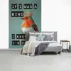 Roodborstje - Vogel - Blauw - Decoratie fotobehang vinyl groot -slaapkamer