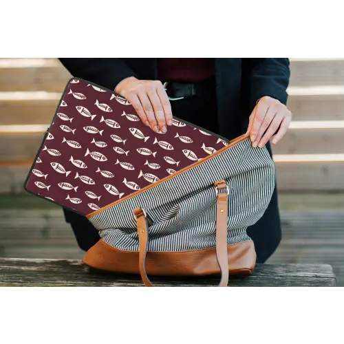 Vissen - Grafisch - Patroon - Donker laptophoes neopreen klein 279 -tas