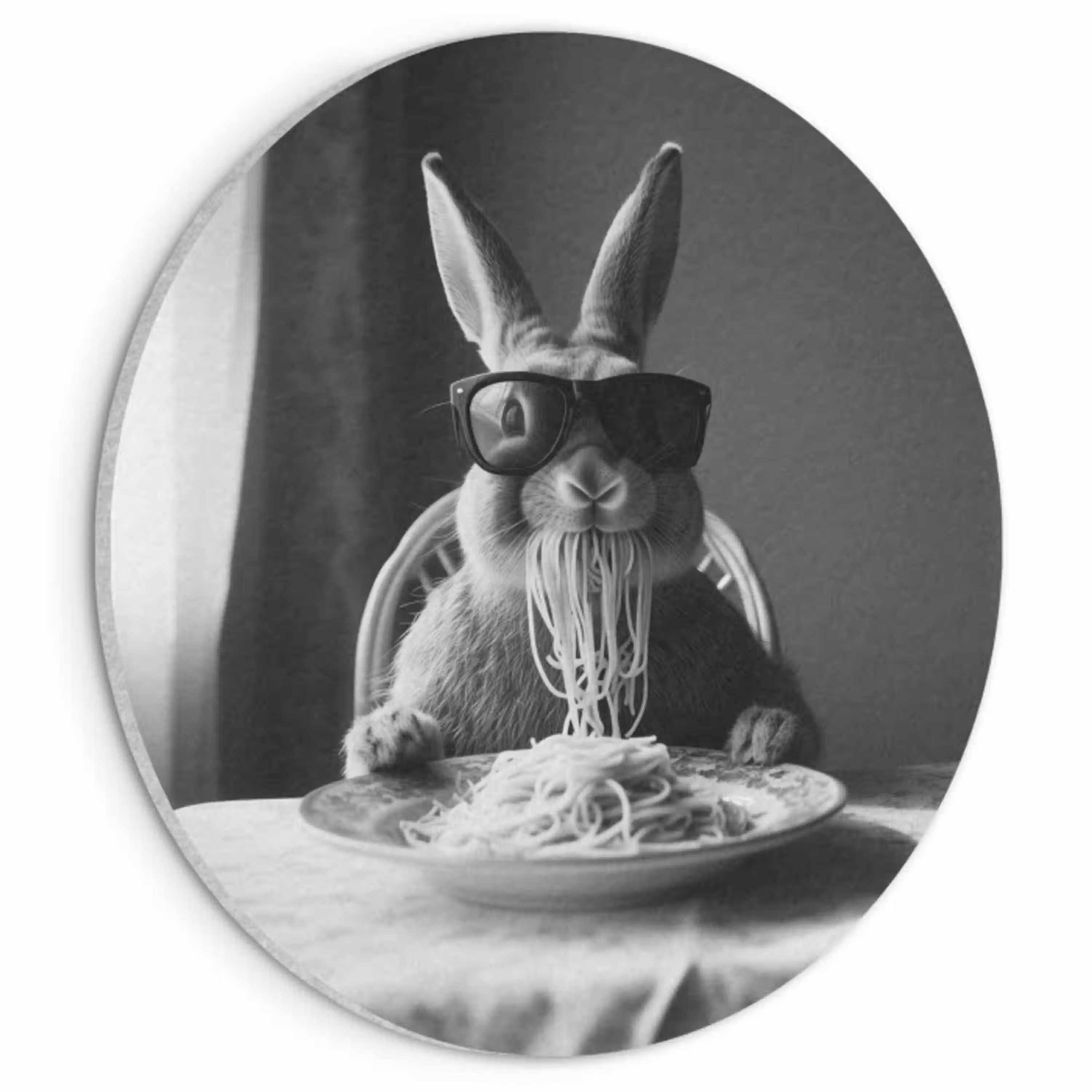 Konijn - Bunny - Zonnebril - Tafelkleed - Pasta - Schattig Akoestische PET Vilt - Rond klein -3d