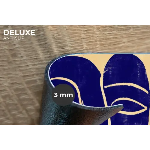 Okergeel - Blauw - Eenvoudige lijnen Placemat vinyl groot -closeup