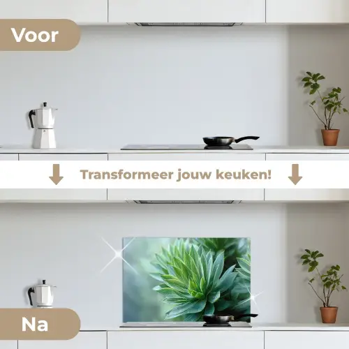 Blad - Plant - Groen - Textuur keuken achterwand spatscherm klein -voor_na_NL