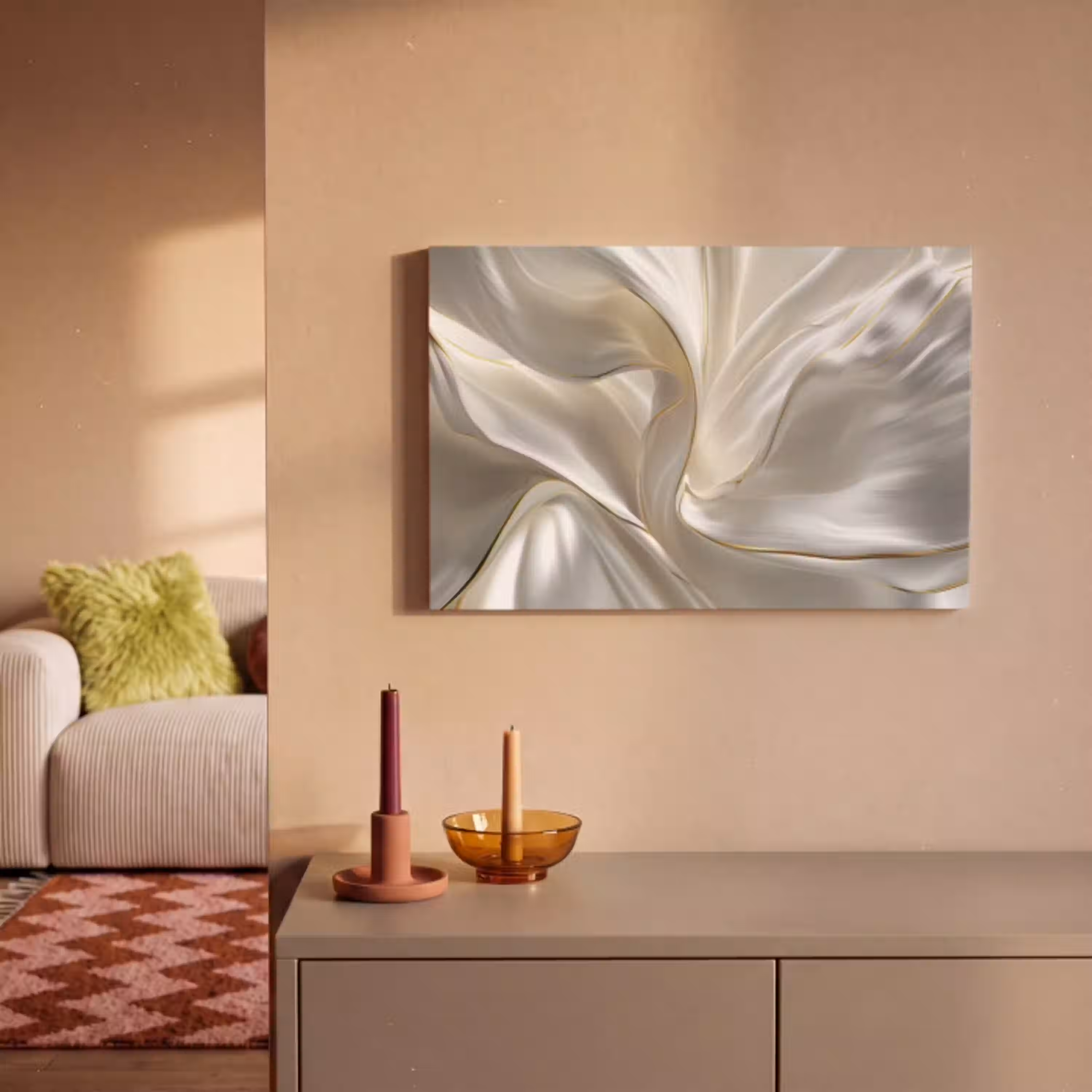 Stof - Plooien - Goud canvas 2cm klein -sfeer1