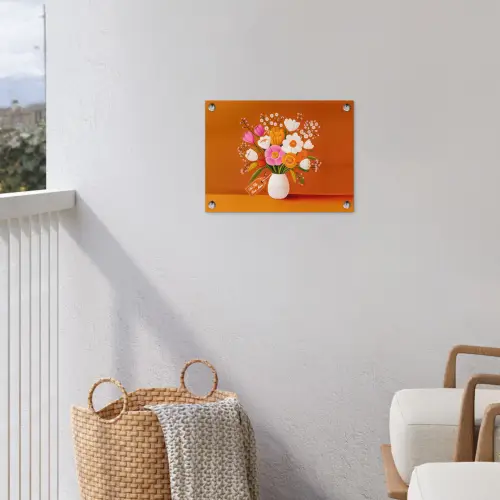 Vaas - Bloemen - Oranje tuinposter los doek klein -sfeer8