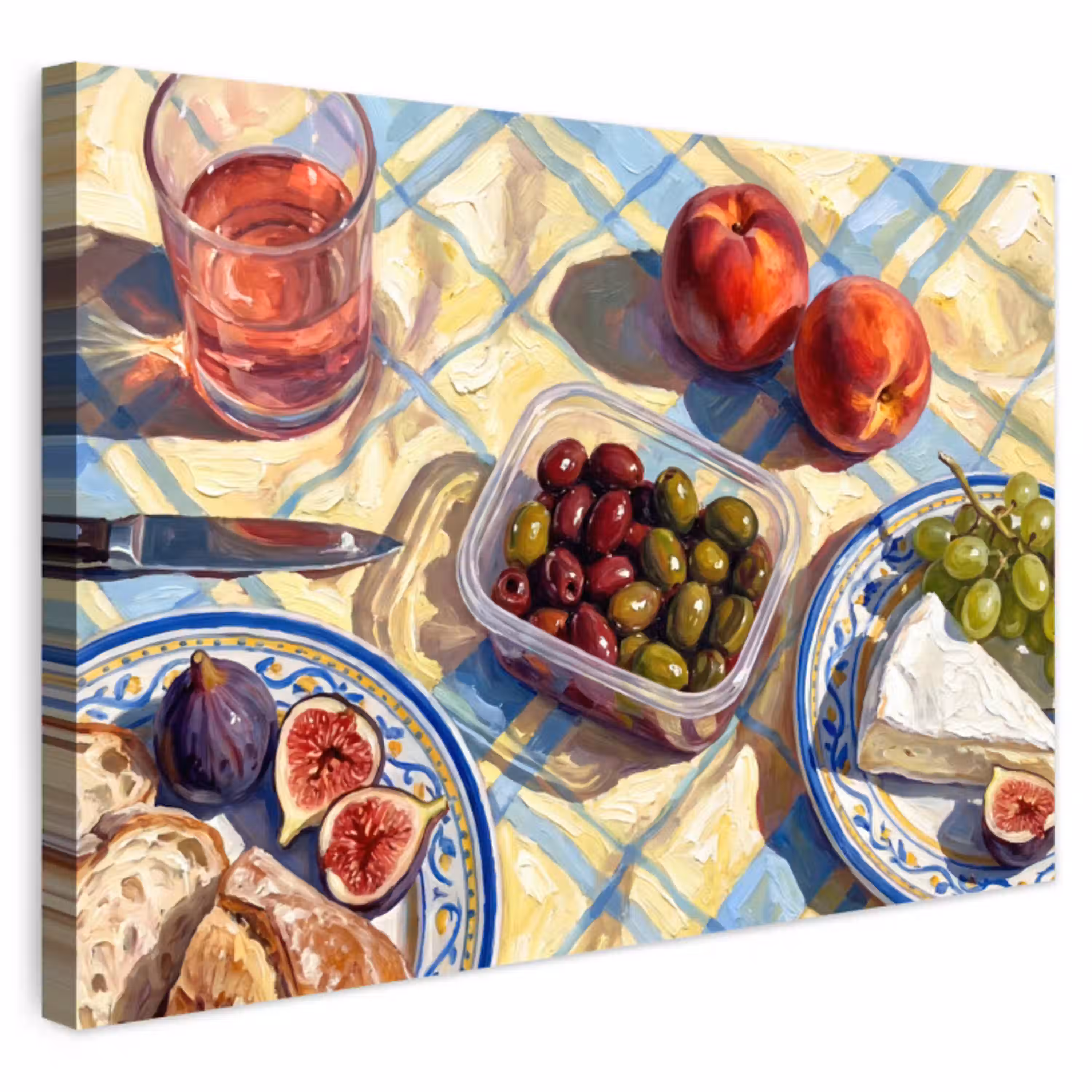 Eten - Picknick - Zomer Tuinposter op houten frame 2 cm dik klein -3d