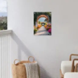 Doorkijk - Bloemen - Tropisch - Kleurrijk tuinposter los doek klein -sfeer8