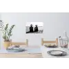 Vrouwen - Zonnehoed - Strand - Zwart - Wit Muursticker klein -eettafel