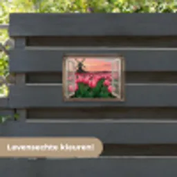 Doorkijk - Tulpen - Bloemen - Molen - Raam tuinposter los doek klein -sfeer3