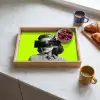 Vrouw - Sterrenhemel - Groen Dienblad Rechthoek middel -sfeer2