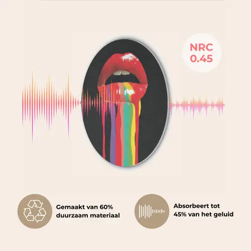 Lippen - Kleuren - Zwart Akoestische PET Vilt - Rond klein -USP_NL