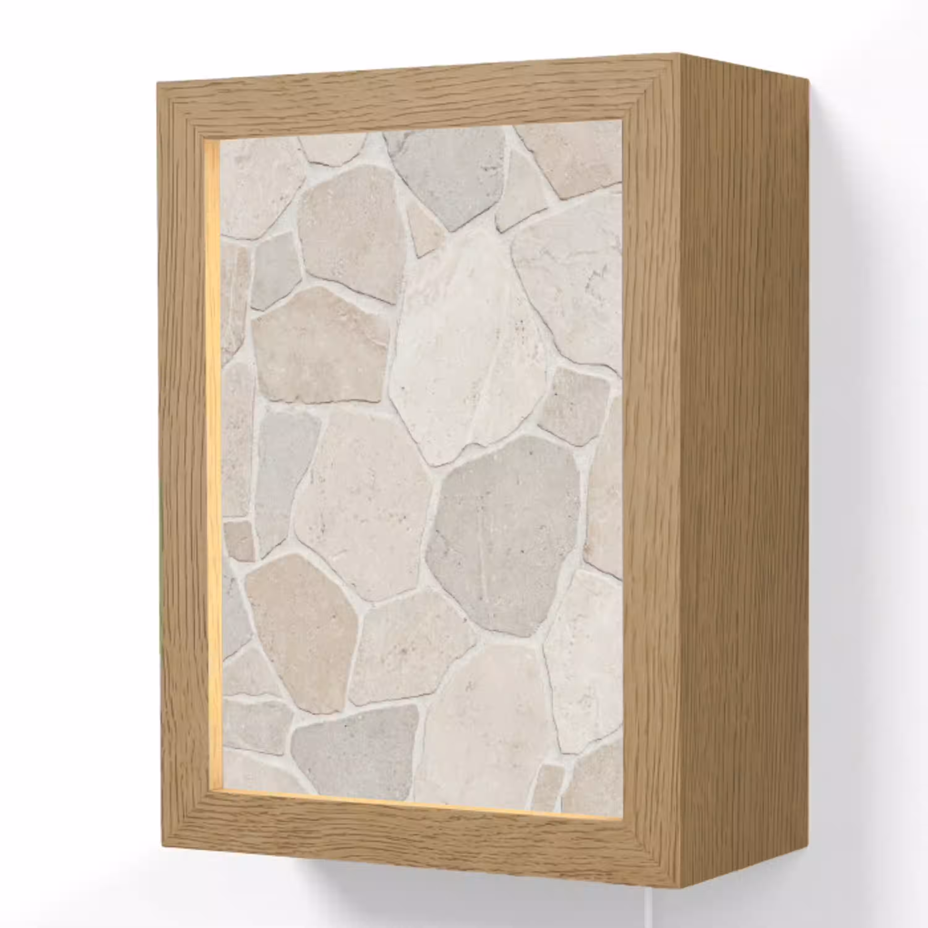 Steen - Patroon - Textuur - Beige Light Box met kabel (Wandlamp) klein -3d