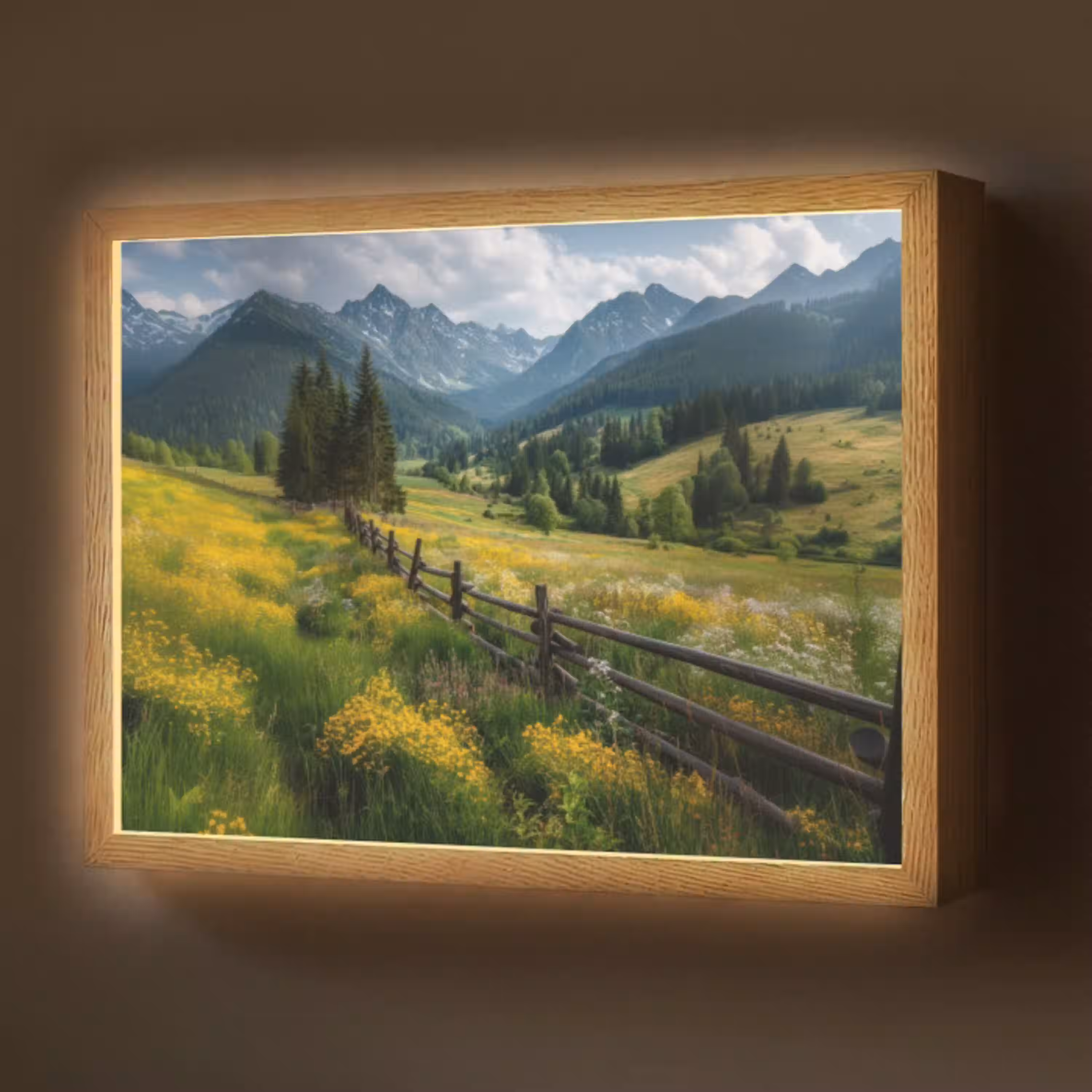 Veld - Hek - Bergen - Bloemen Light Box met batterij (Wandlamp) middel -z3d_website