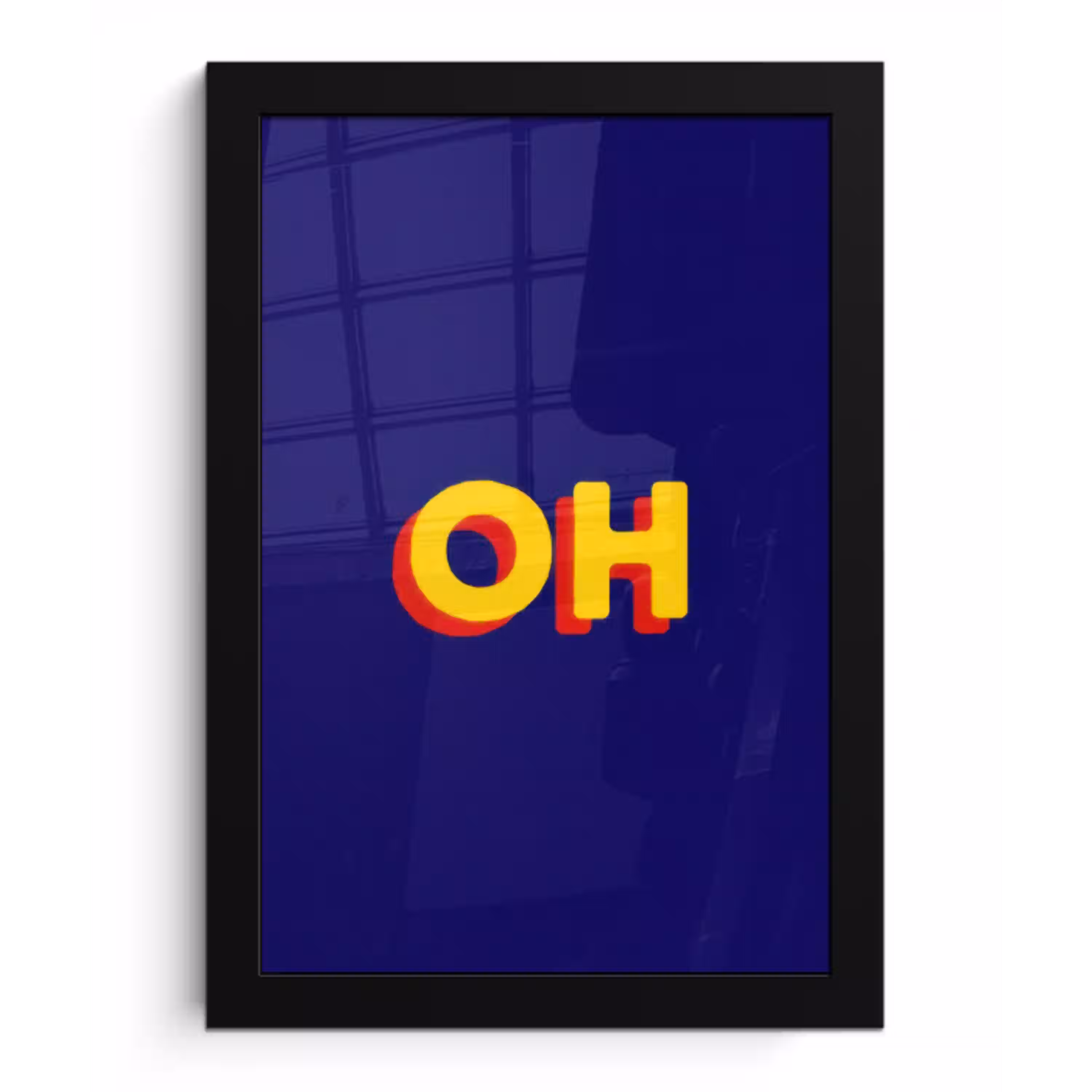 Blauw - Geel - OH - Schaduw fotolijst zwart zonder passe partout klein -3d