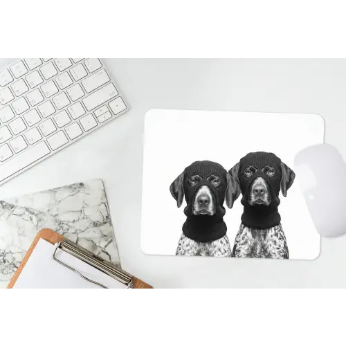 Honden - Bivakmuts - Zwart - wit muismat rubber klein -witbureau