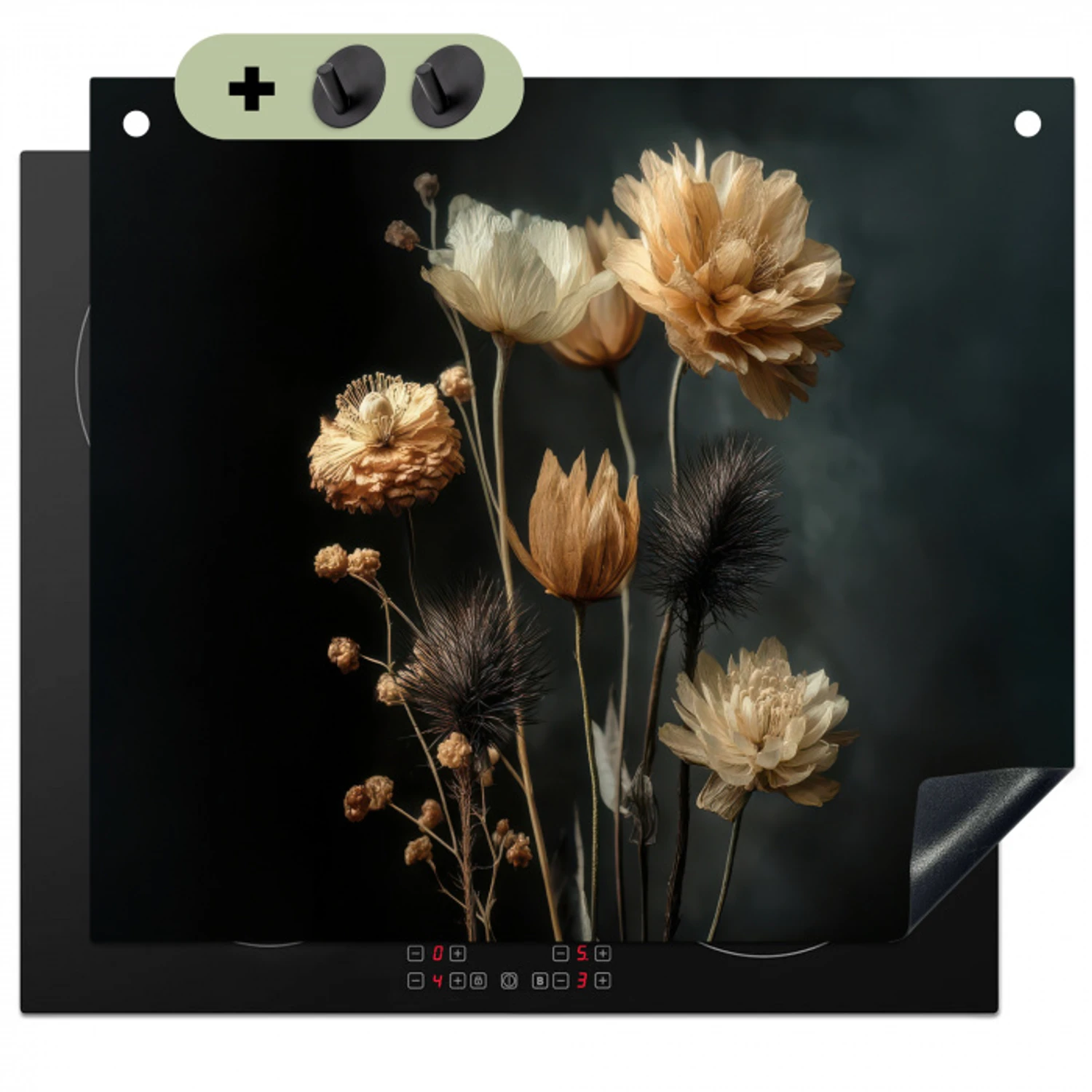Boeket - Bloemen - Licht - Zwart Inductie beschemer met haakjes middel -3d