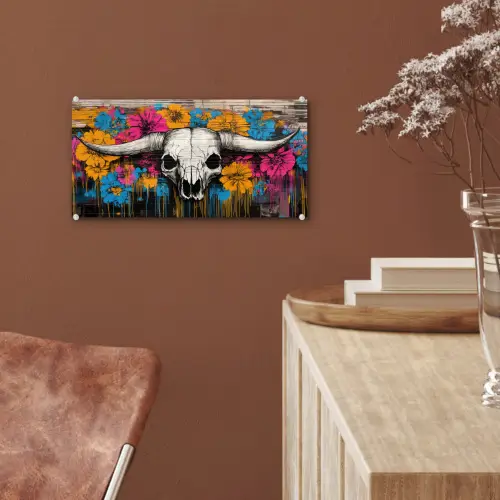 Schedel - Bloemen - Graffiti plexiglas 5mm klein -sfeer5