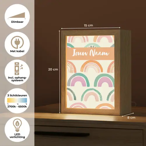 Regenboog - Pastel - Patroon Light Box met kabel (Kinderlampje) klein -USP_NL
